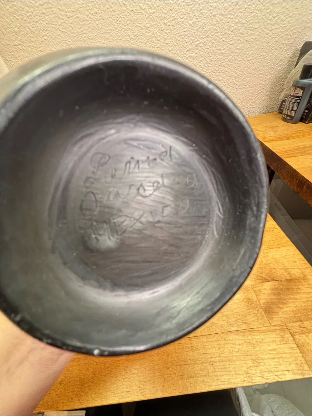 Signed Oaxaca Mexico Barro Negro Black Pottery Pitcher Vase Handcrafted 7”